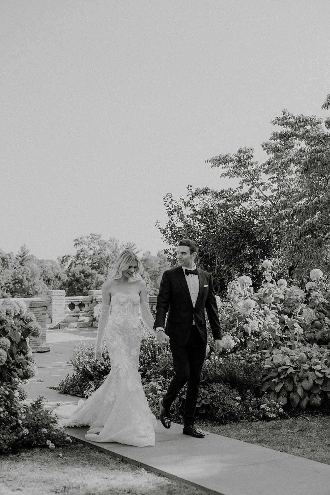 Bride and  groom at the Cairnwood  Estate in Philadelphia, PA