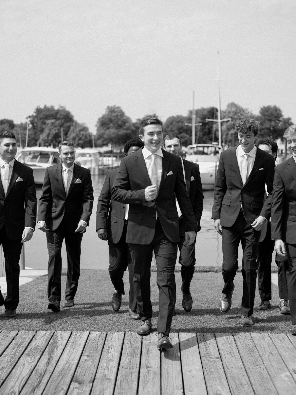 Groom with groomsmen at Cleveland Yachting Club