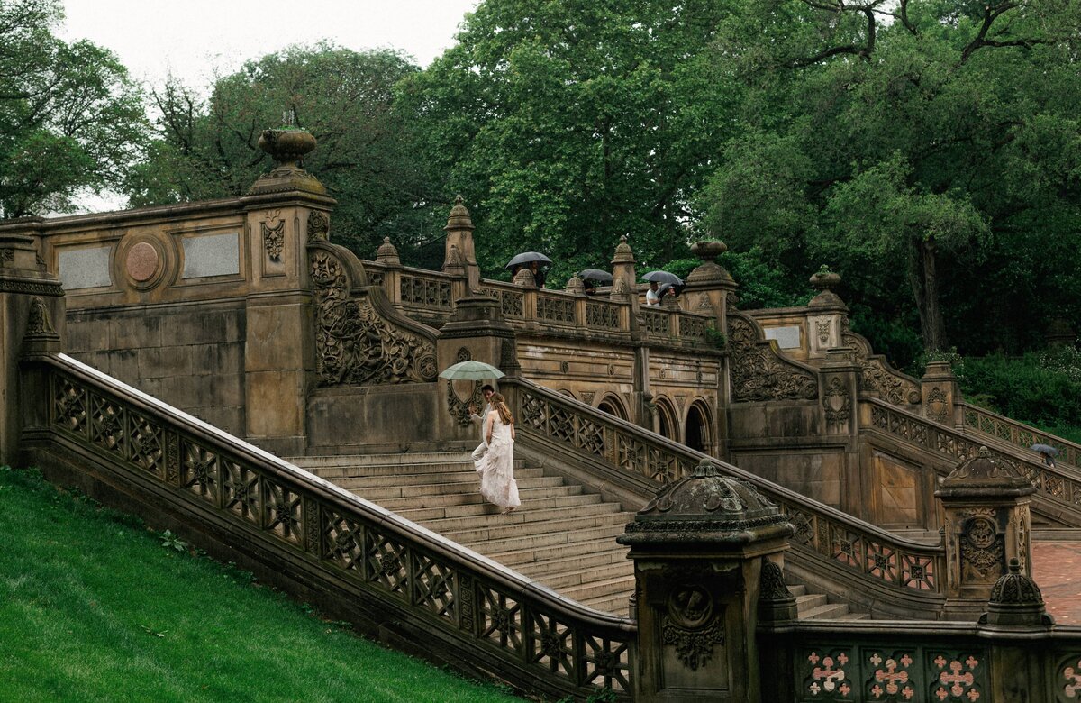 Romantic wedding portraits at Bethesda Terrace in Central Park, NYC.