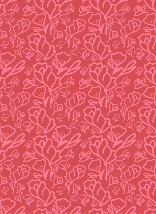 dark coral pink floral small