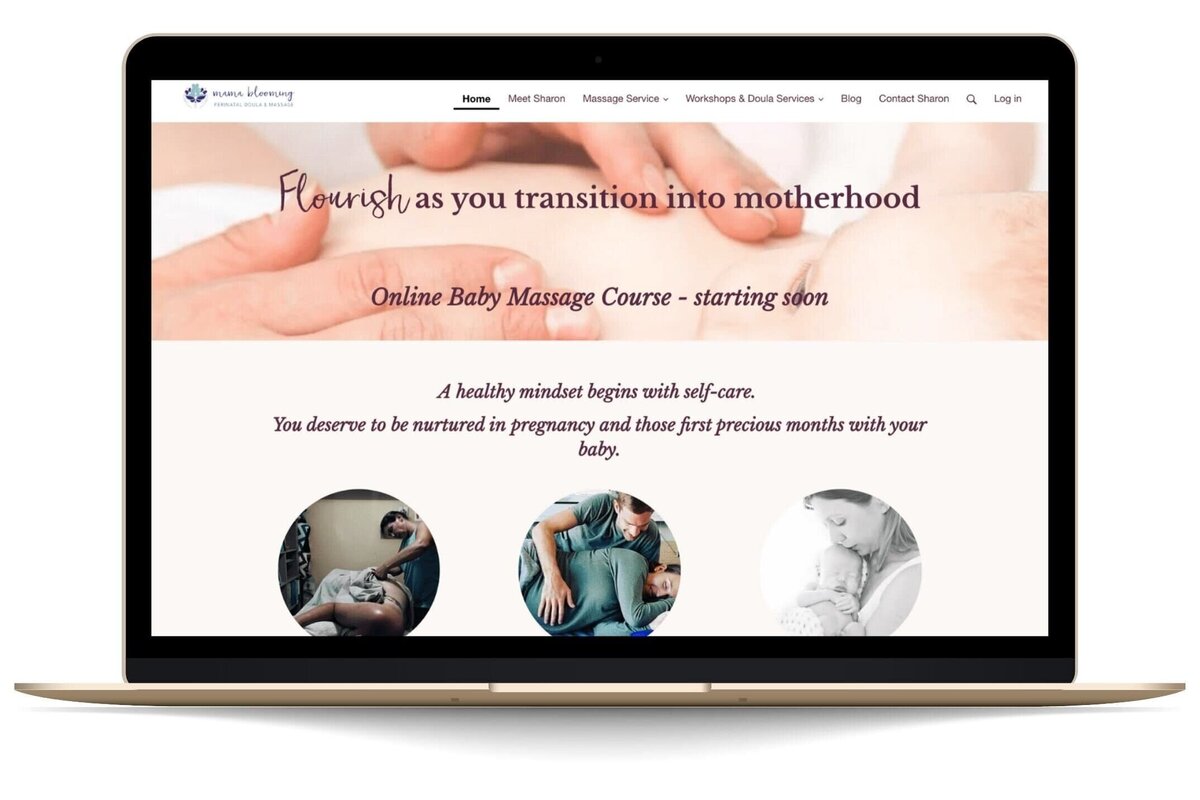 ipad mockup mama blooming website design in simplero by Rachelle Deem Designs