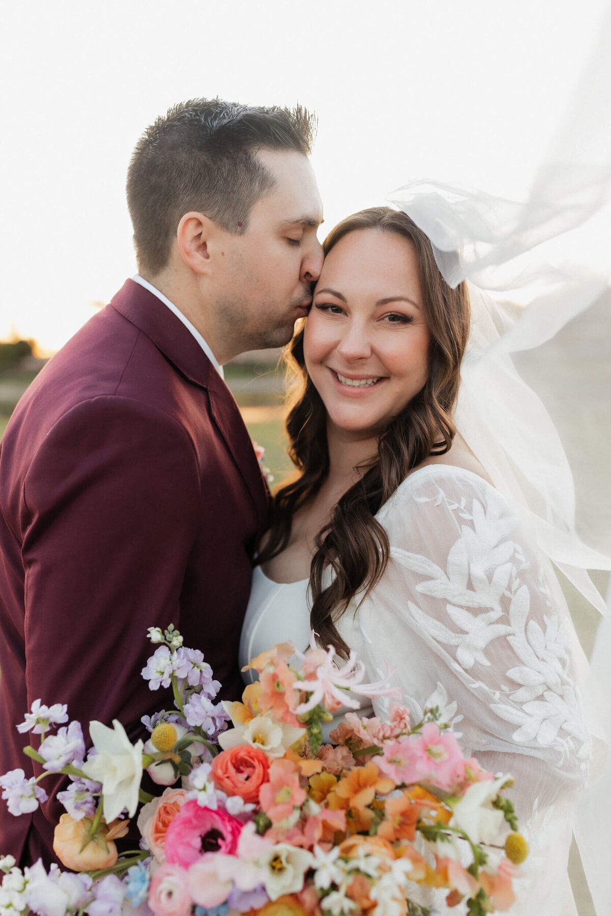 Color filled arizona wedding couple portraits 1