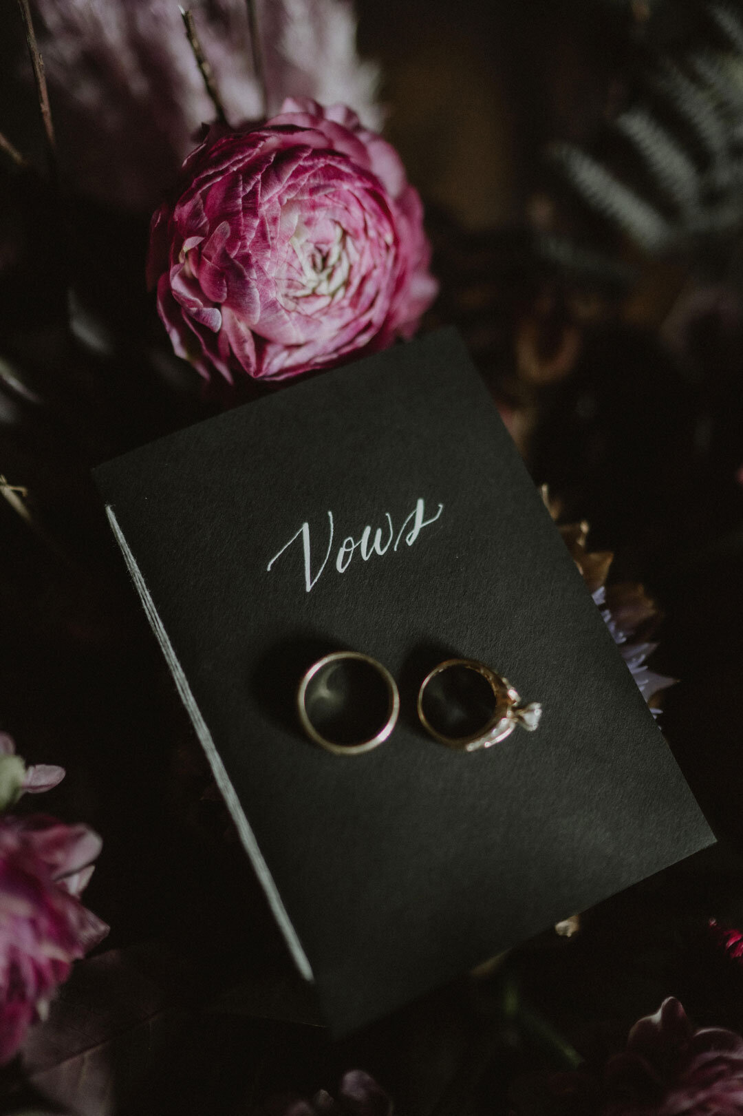Rings on a black vow book