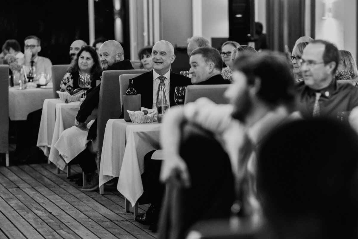 Outdoor dining terrace at La Vimea during wedding reception