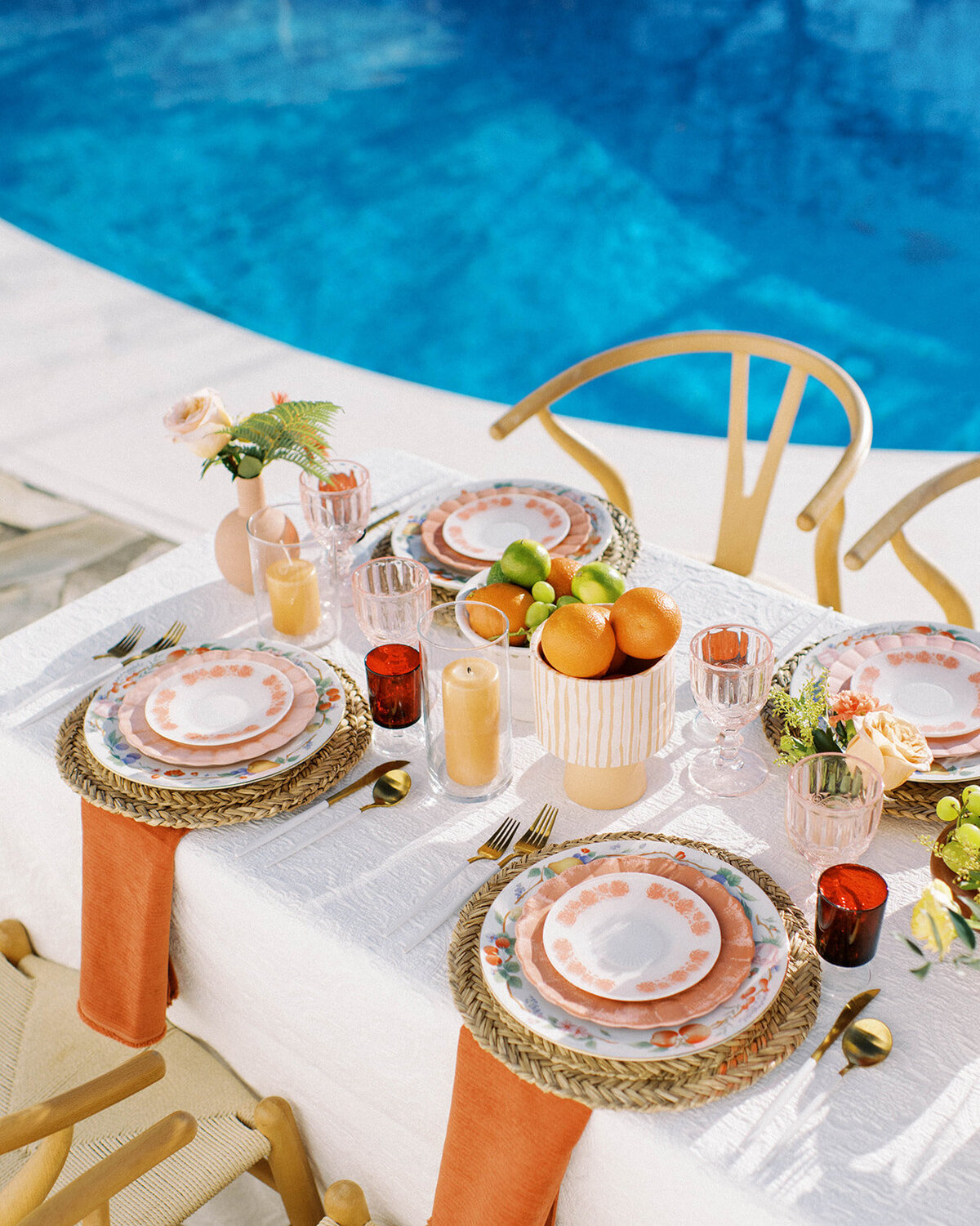 Portugal, Cabo, Greece, Mexico Destination Wedding Inspiration, tropical and modern luxury wedding table design by Intimate Destination Wedding Planner Rebekah Bronte