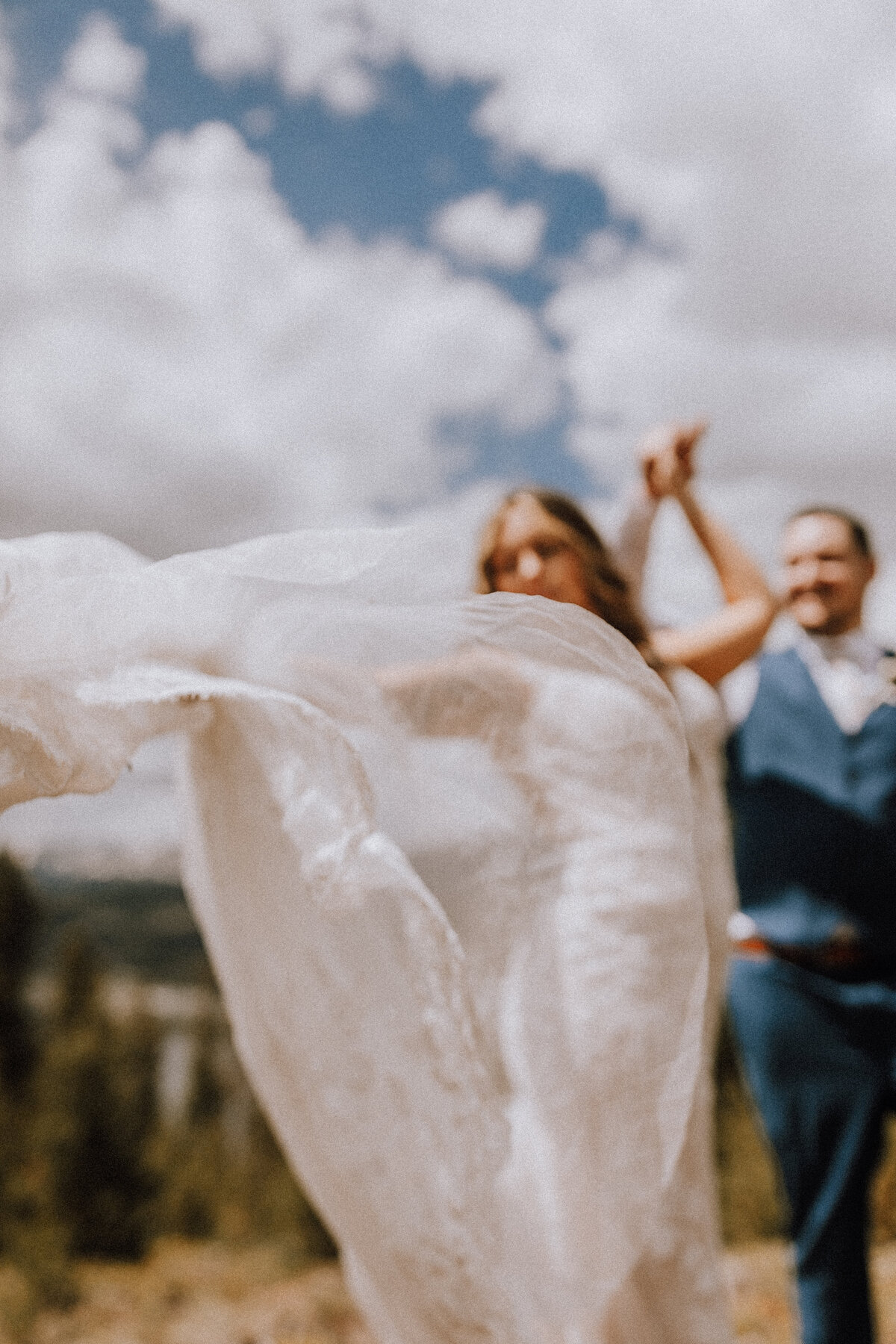 bride and groom eloping at sapphire point overlook