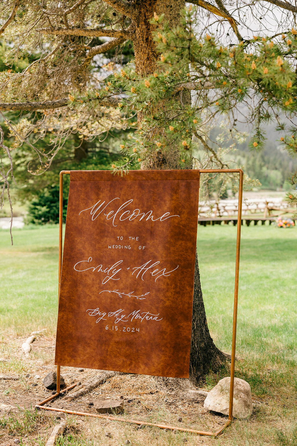 Leather welcome sign