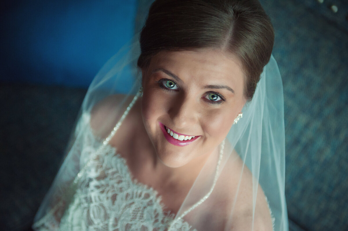 Close up portrait of a bride on her wedding day.