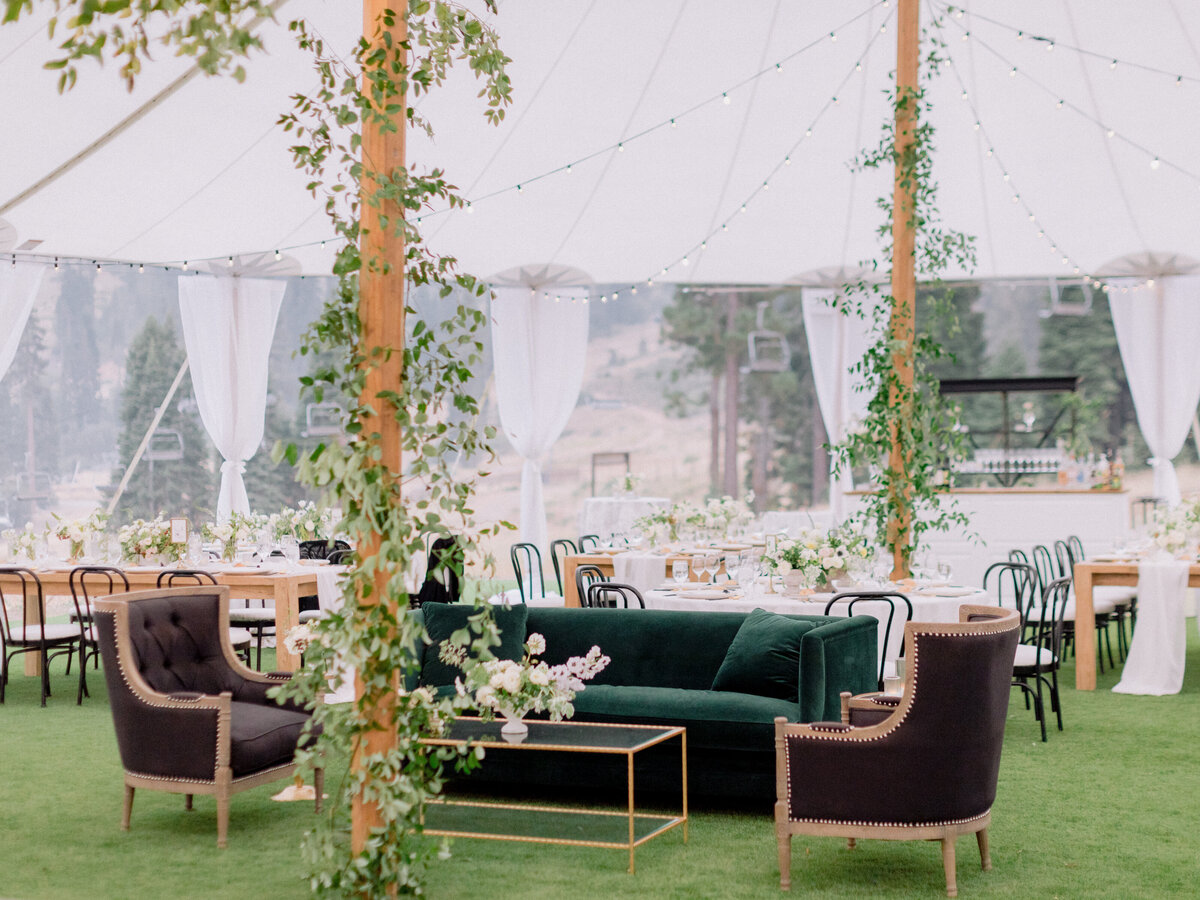 The Ritz Carlton Lake Tahoe tented wedding lounge Sikora Events