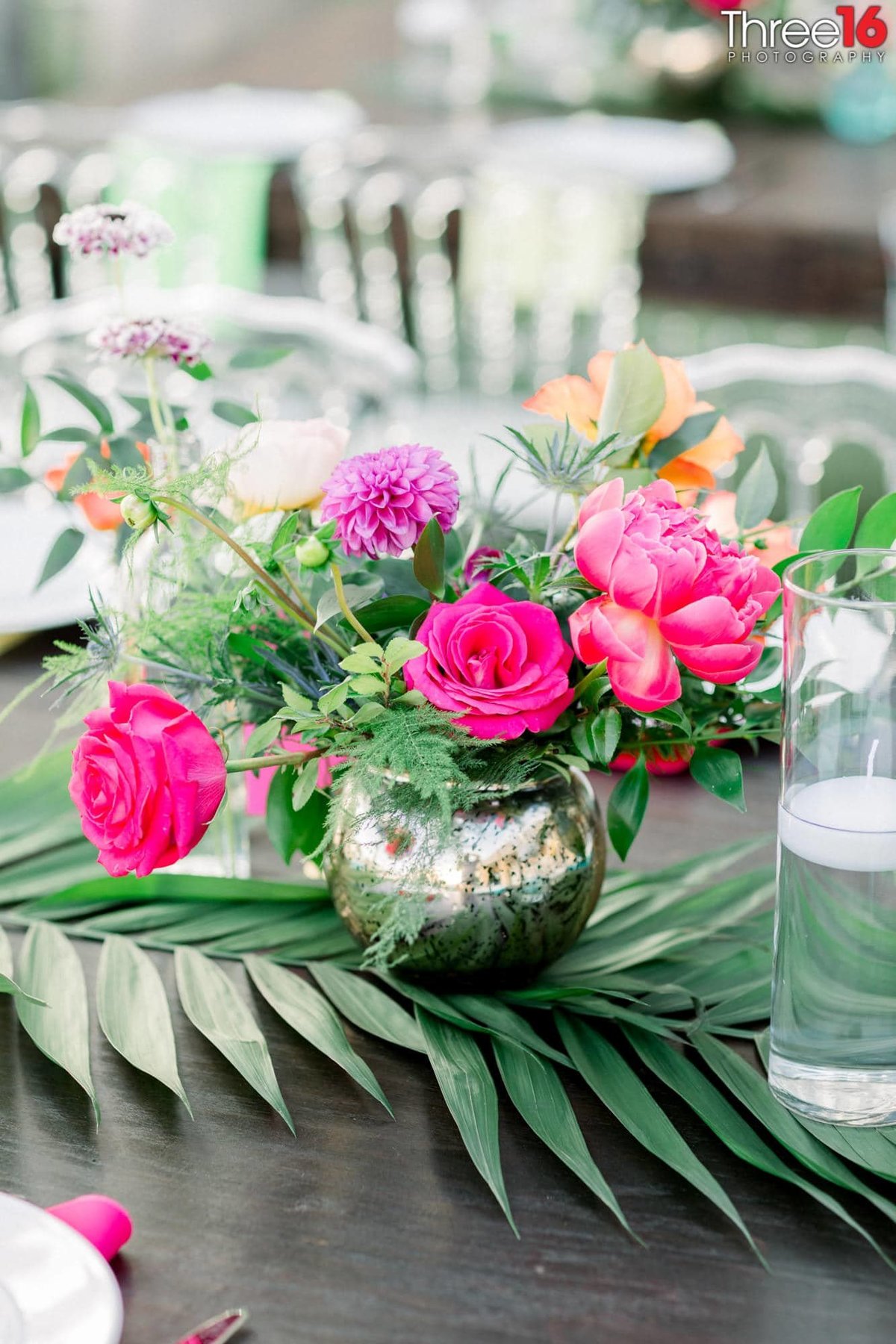 Beautiful flowers laying on the table in anticipation for a wedding reception