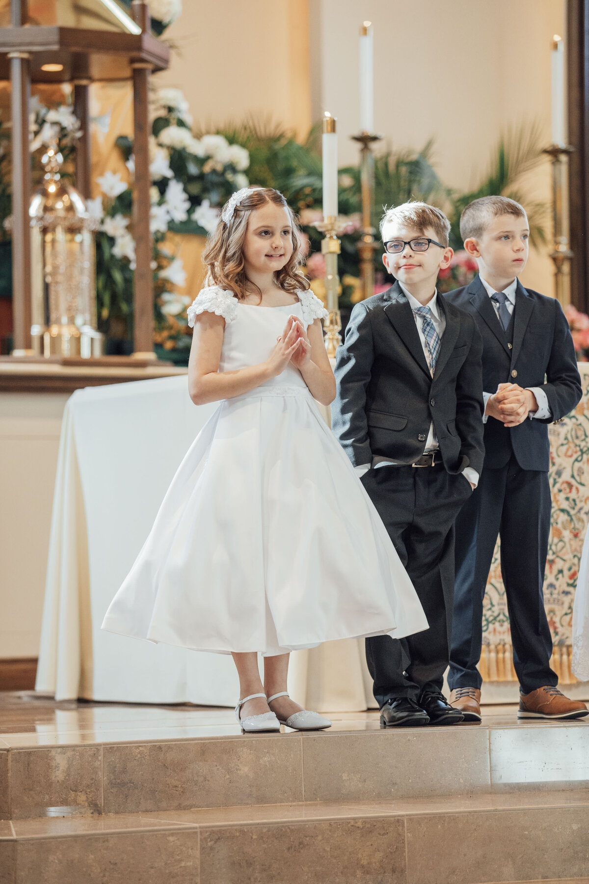 First Communion Photographer | Child receiving First Communion at St. Elizabeth Ann Seton Church | Hunterdon County, New Jersey
