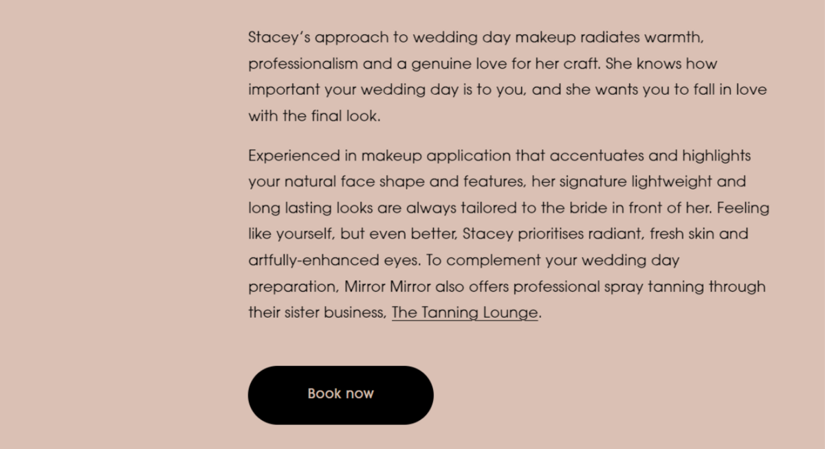 copywriting for wedding businesses and makeup artists