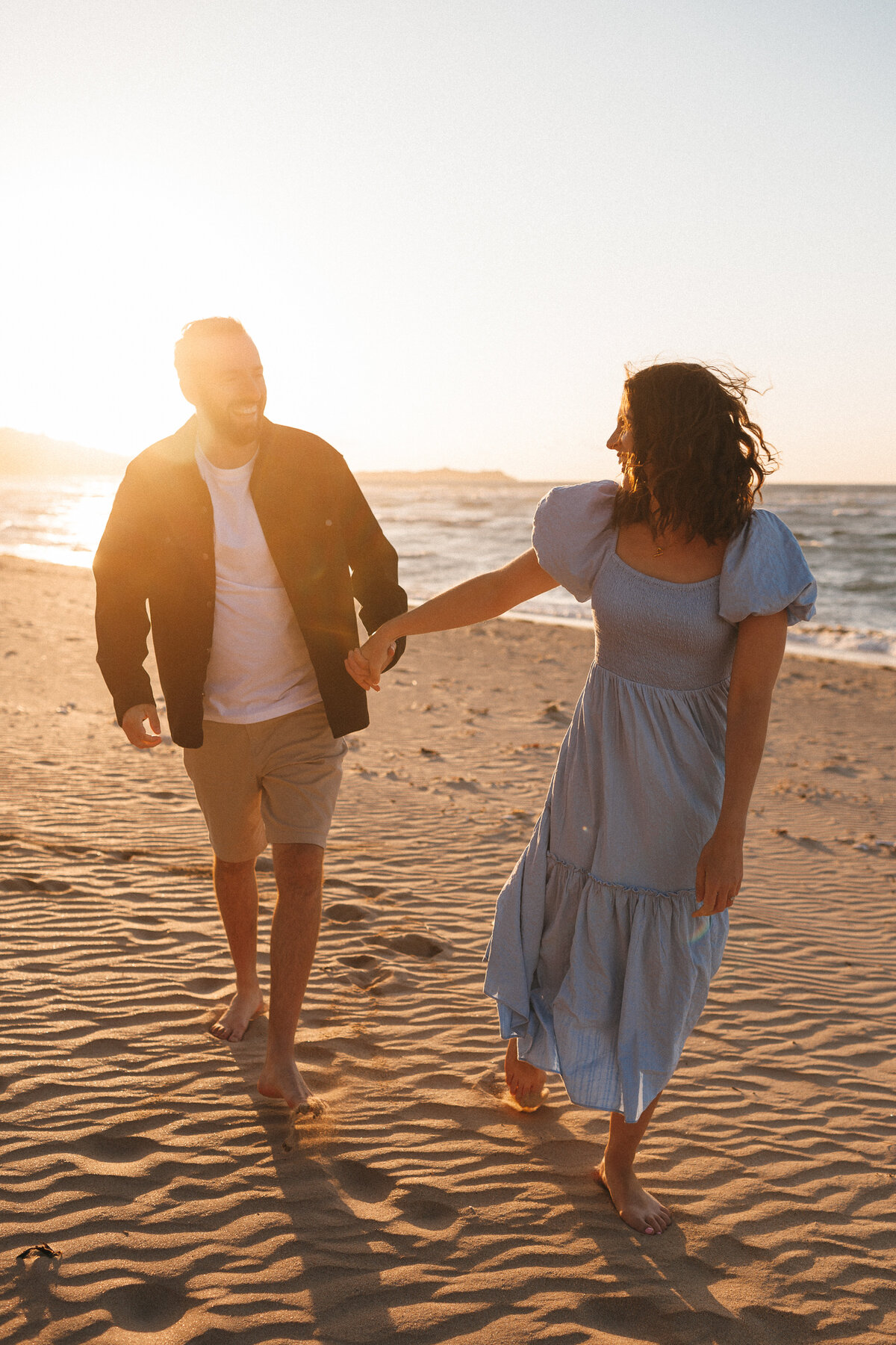 Engagment shoot photo at sunset on the beach in West Cornwall