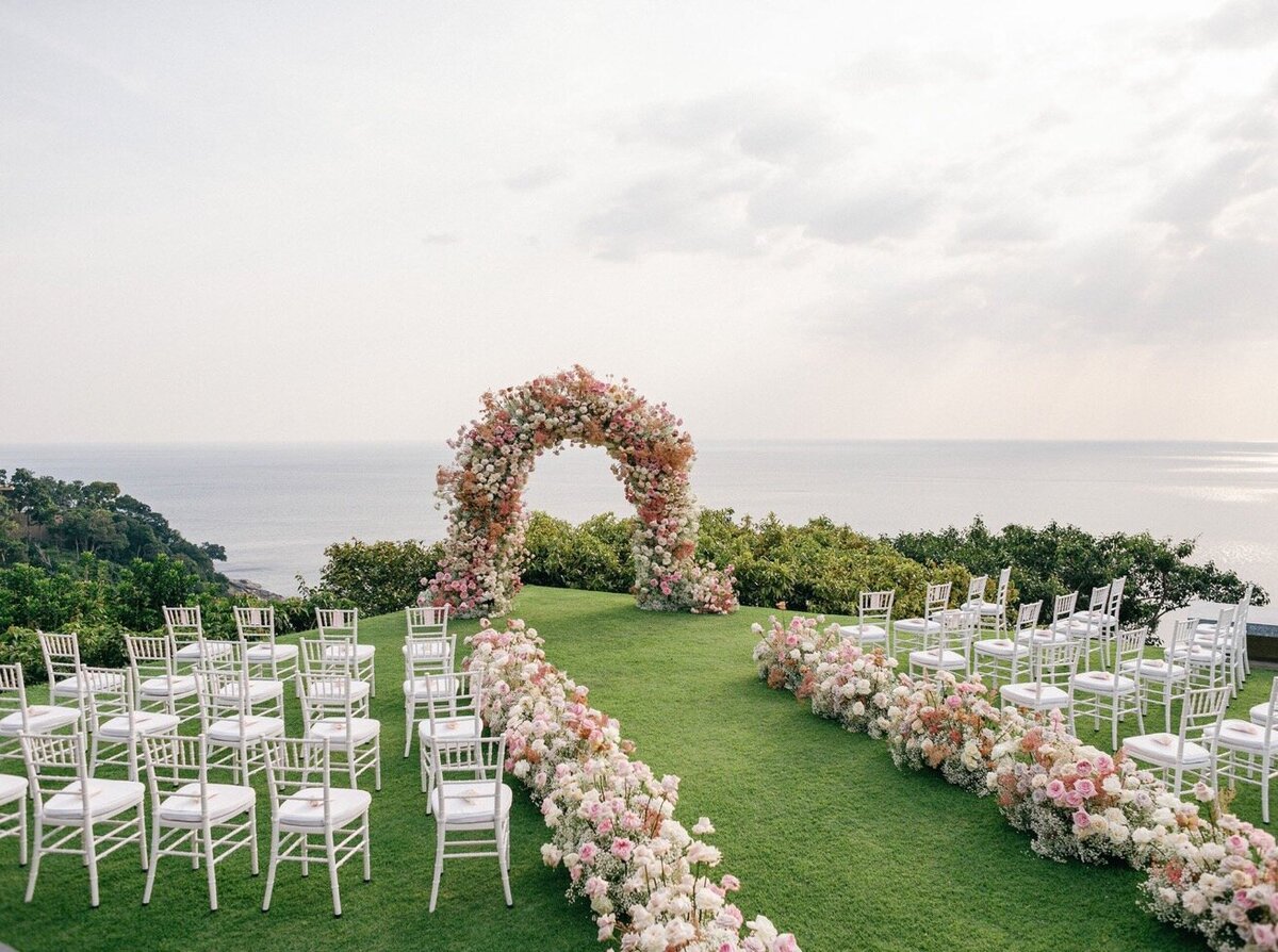 Wedding Ceremony Setup with Floral Arch