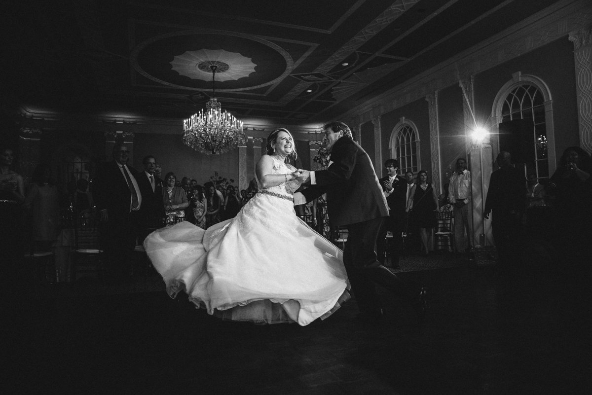 bride dancing at her wedding reception at the berkley hotel in asbury park
