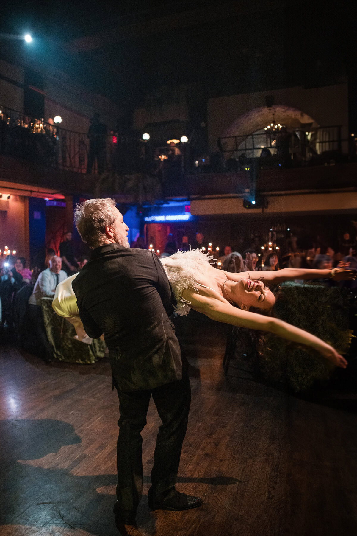 A bride and groom dance at their nyc luxury wedding
