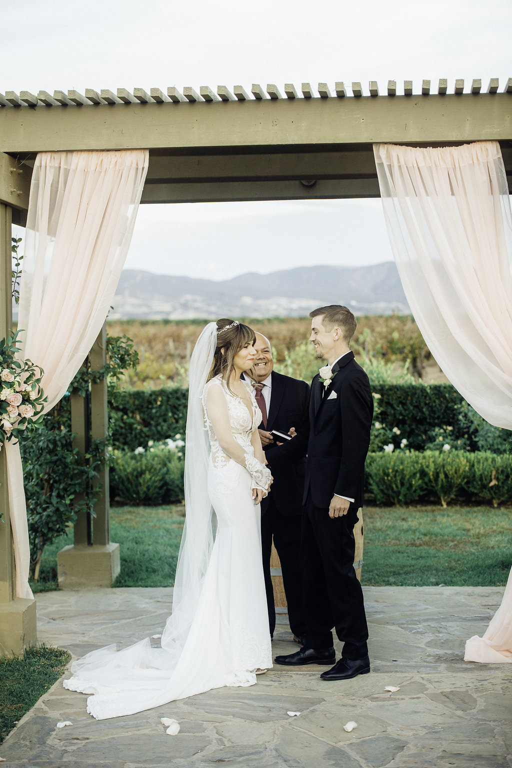 Wedding Photograph Of Bride And Groom Smiling To Each Other Los Angeles
