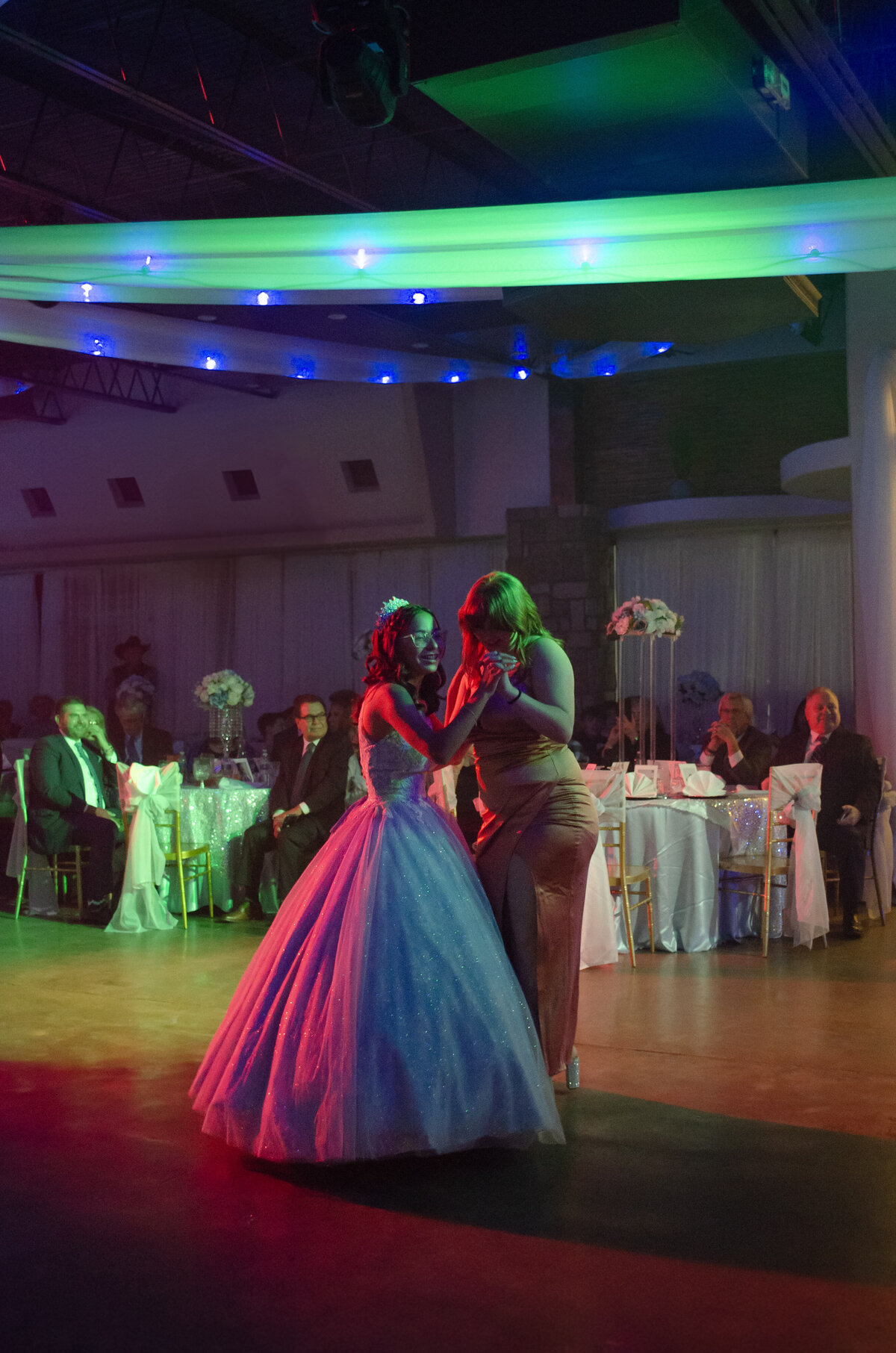friend and birthday girl dance candid