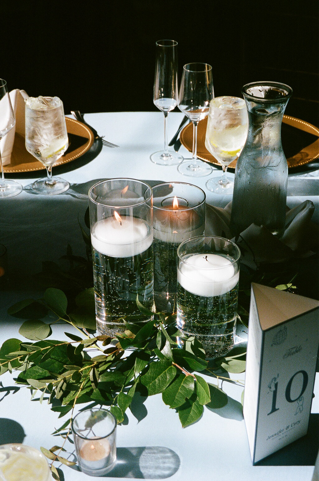 candles on table