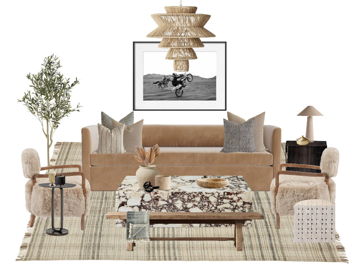 Living room mock up designed by Natalie Barnas located in San Marcos, California.