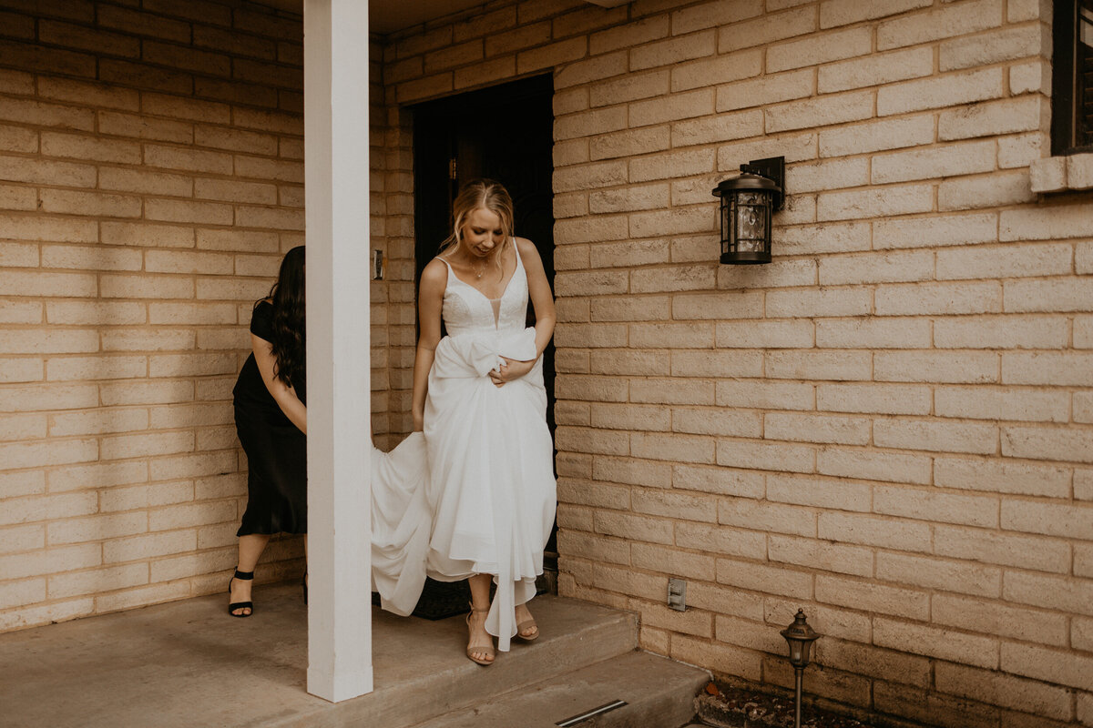 two brides first look before their ceremony, seeing each other for the first time