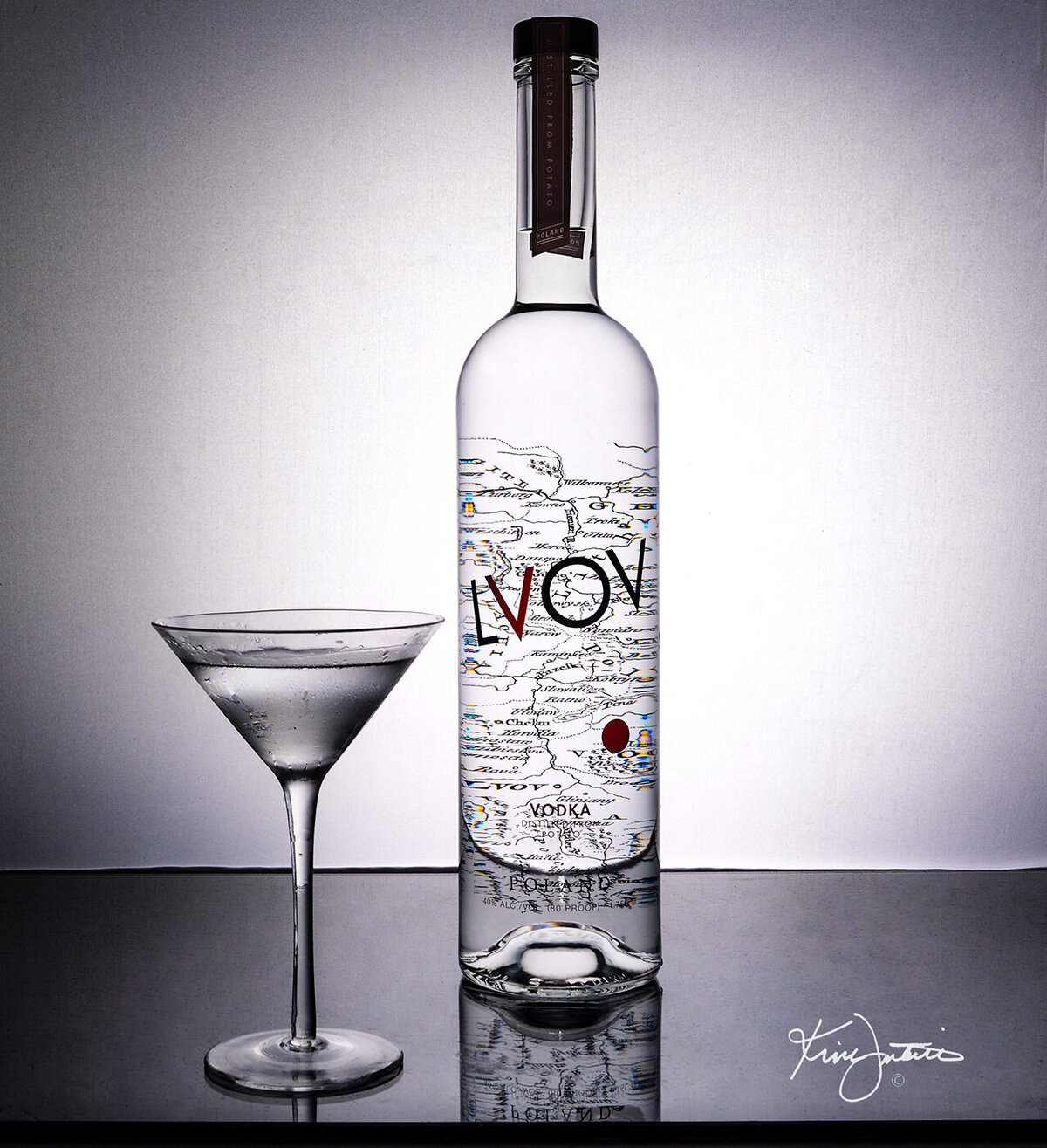 Ivov vodka on glass top