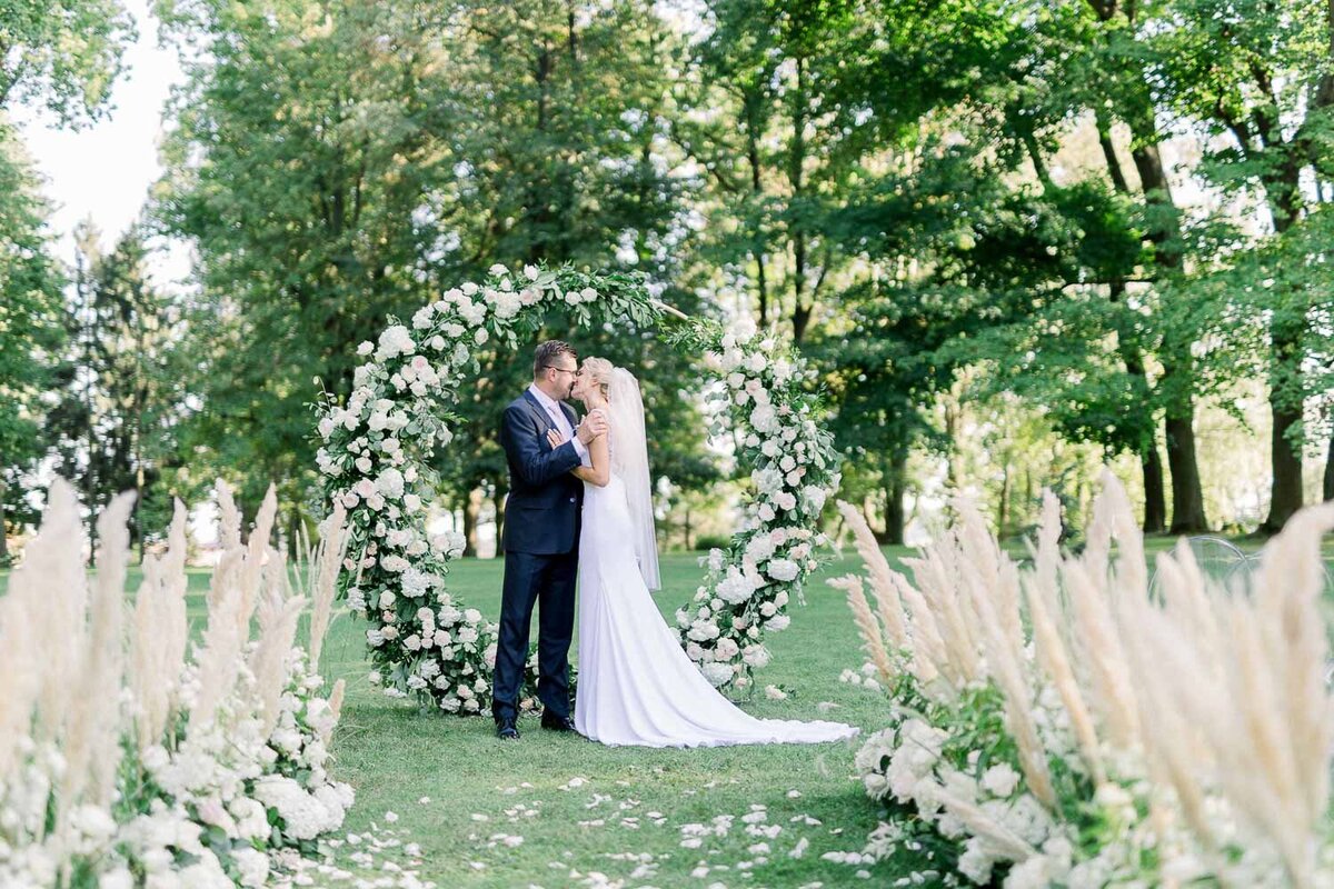 Bride and grooom ceremony portrait