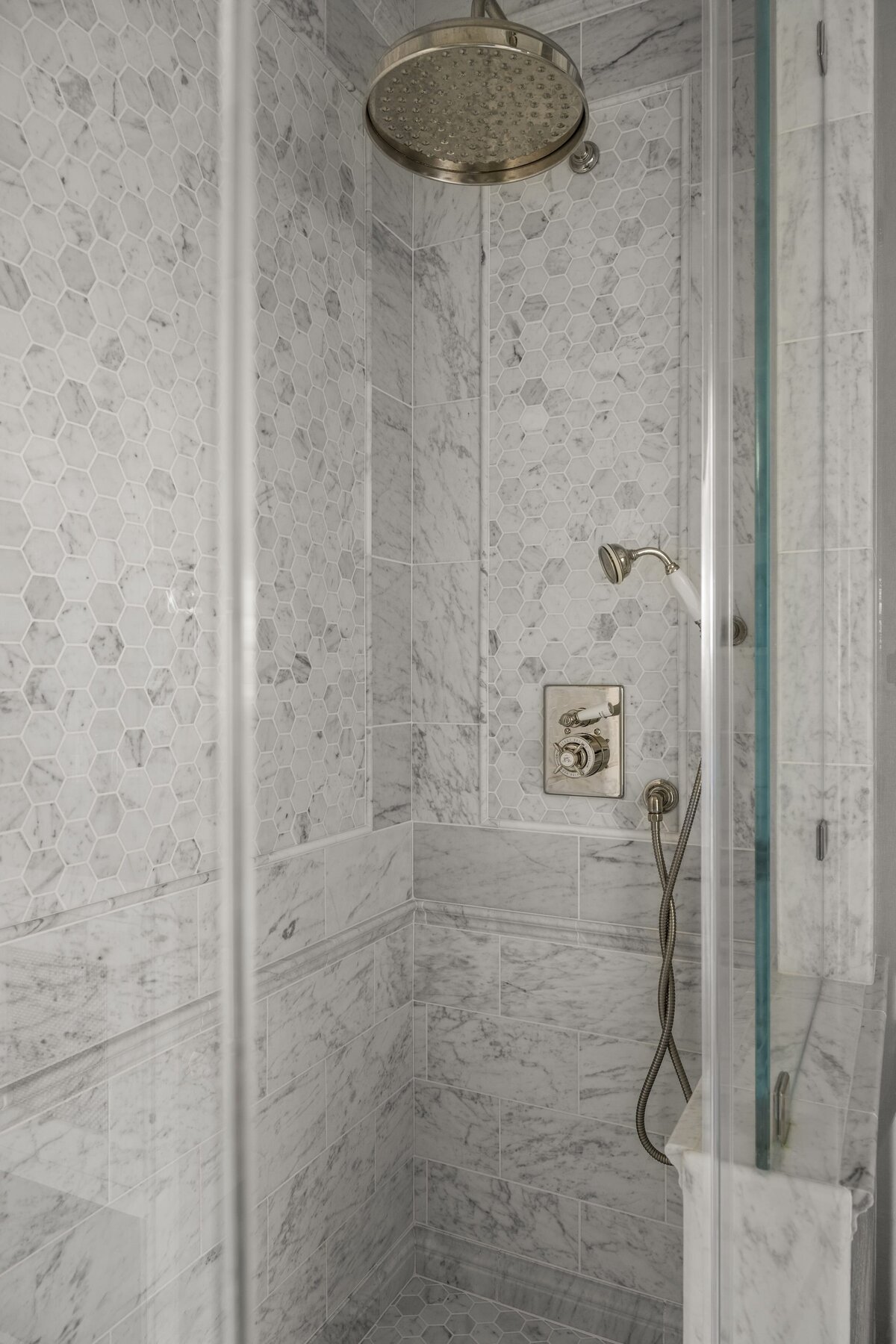 candra lynn interiors ocean port project large bathroom shower with rainshower