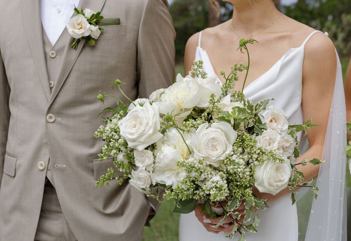 bride and groom enlarged flowers