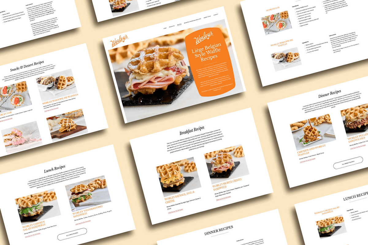website mockup for waffle company