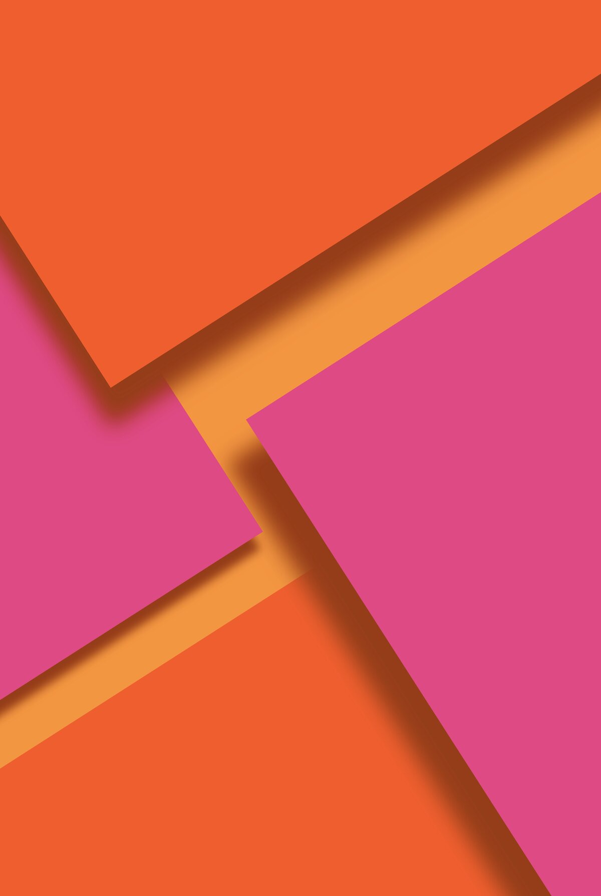 Pink and orange paper on a yellow background