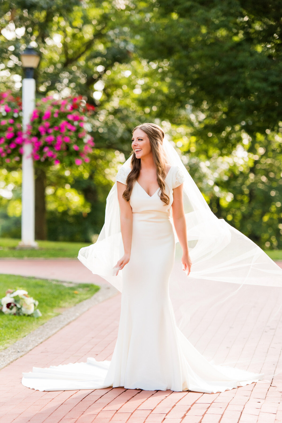 wedding photo of bride at oglebay resort mansion