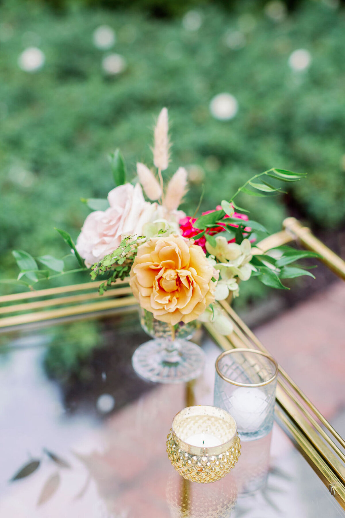 Romantic Cocktail Hour Floral at Luxury Chicago North Shore Outdoor Wedding Venue