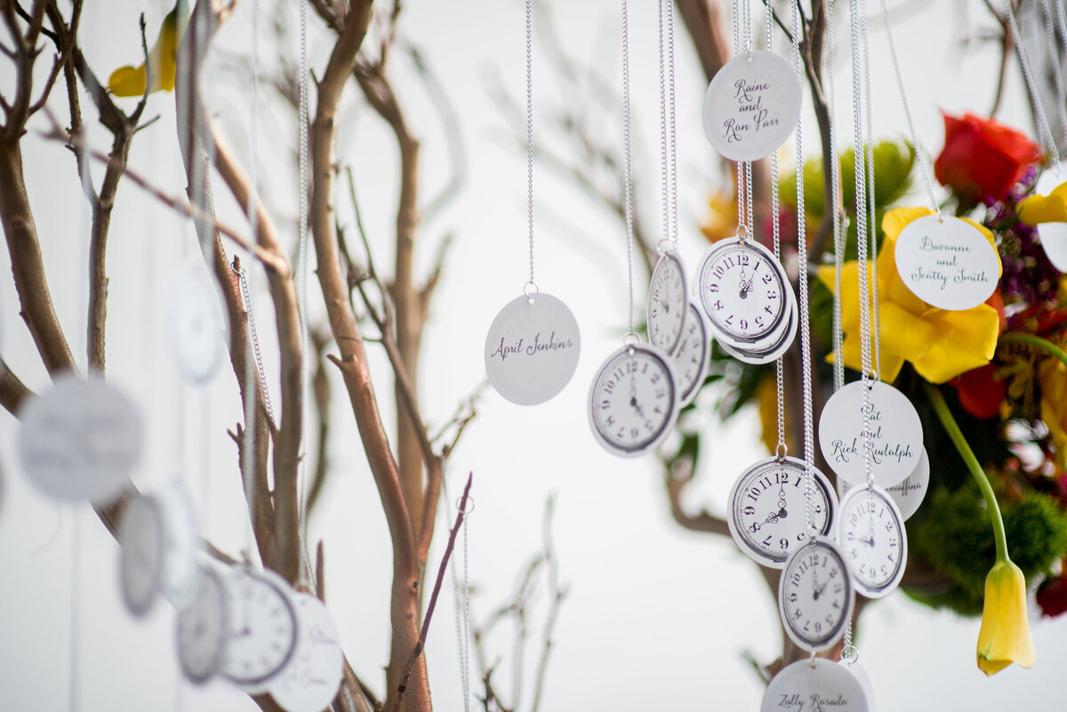 19 - Dali Museum St. Pete Wedding Pocket Watch Escort Cards - Tampa Bay Wedding Planner