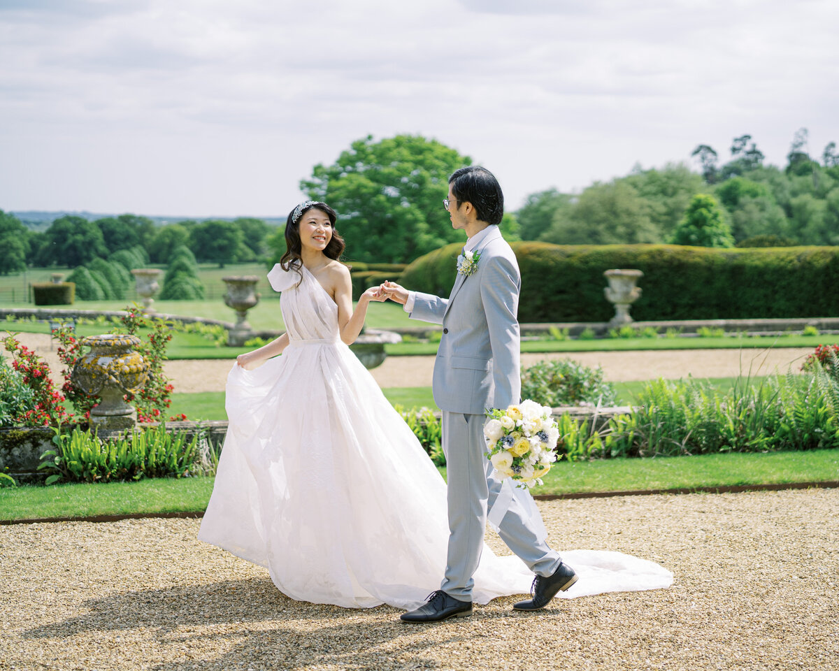 Fine art portrait of bride and groom at Somerley House wedding venue
