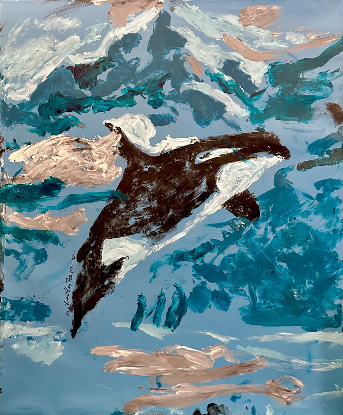 Brent Ray Fraser Painting Orca Whale Mountain Landscape 2022 - 03