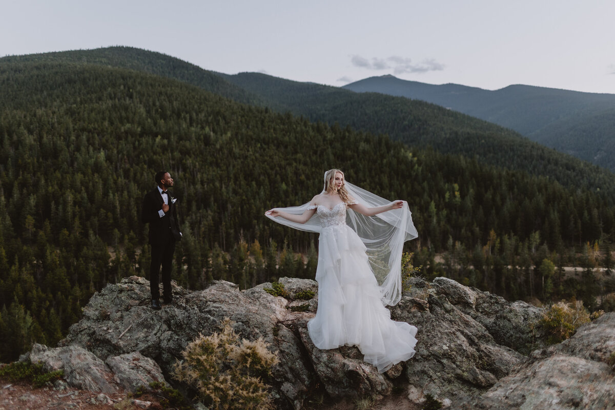 Couple standing on Mountain