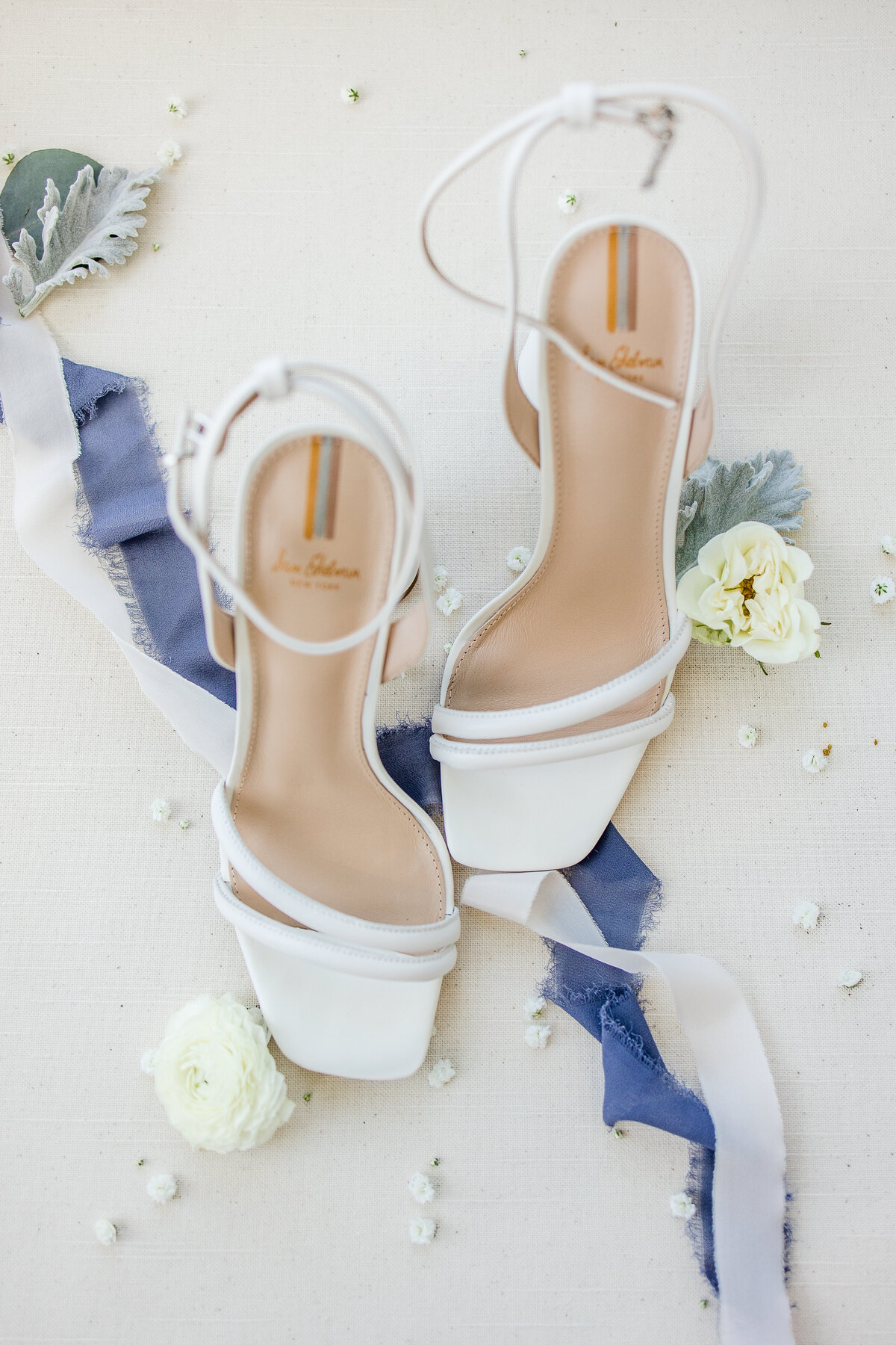sam edelman bridal shoes with blue ribbons