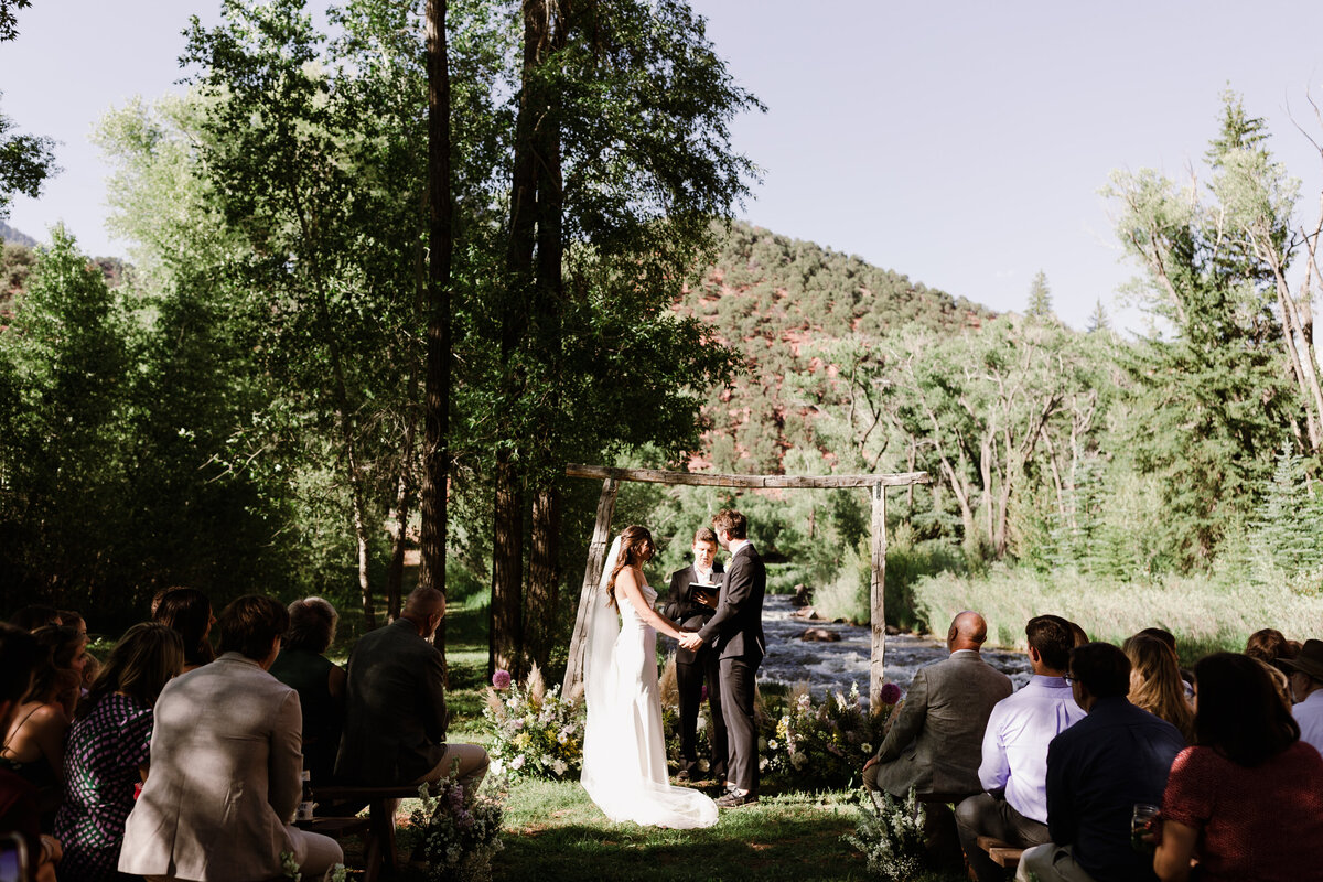 Outdoor wedding ceremony at Dallenbach Ranch Colorado