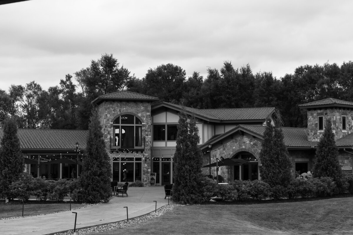 Black and White Photo of Minneosta Wedding Vineyard Venue 