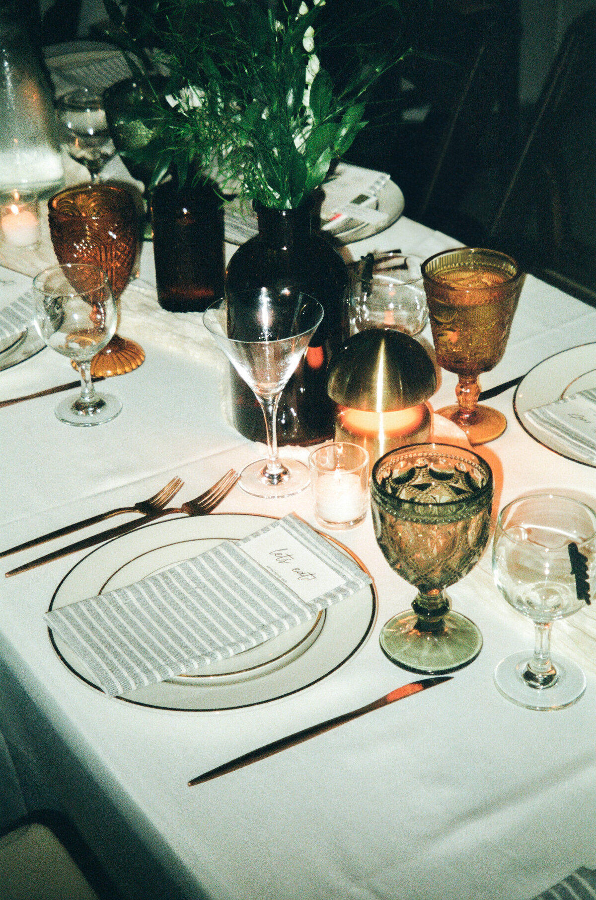 wedding reception details tablescape 35mm film 