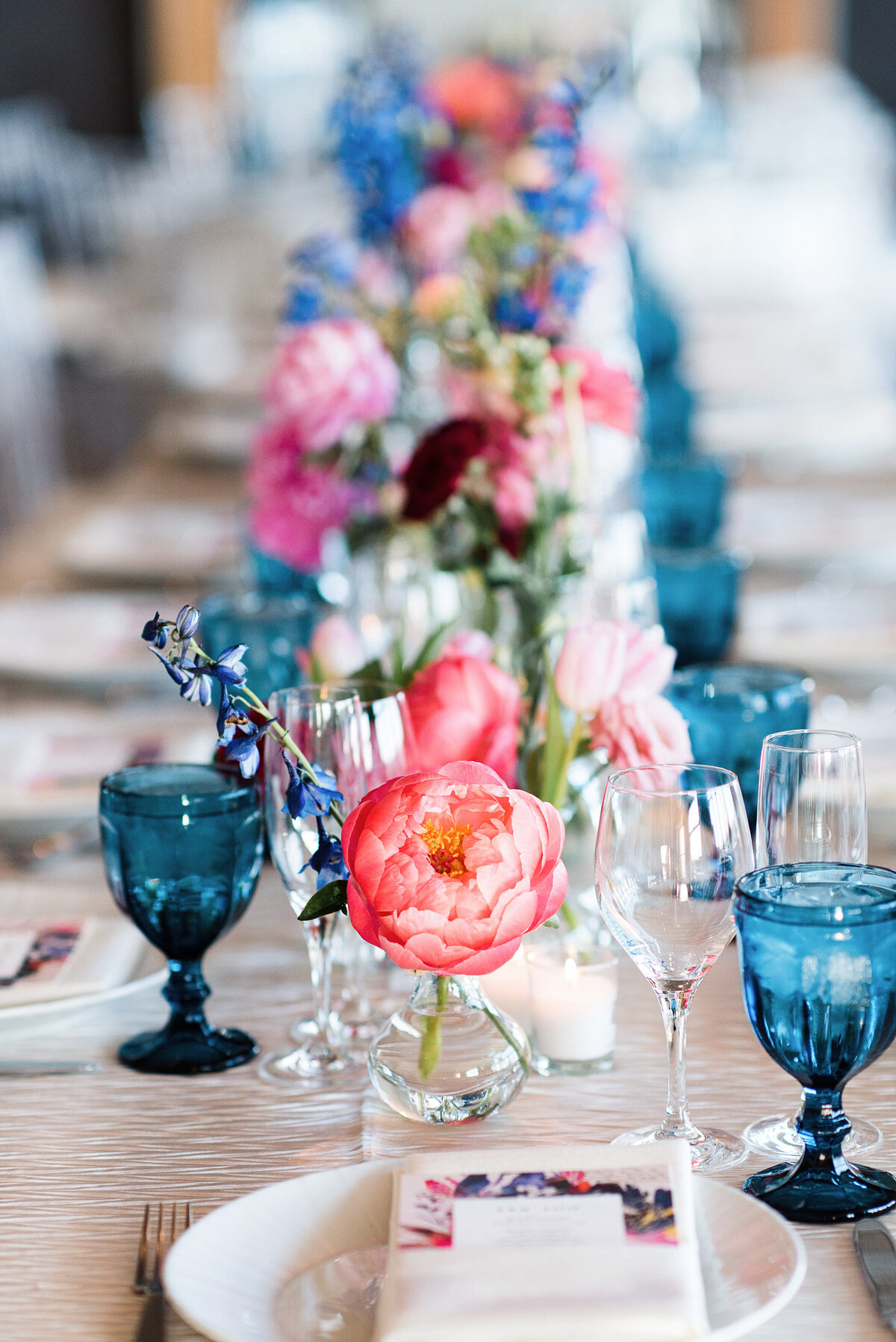 Elegant table setting at lake tahoe wedding