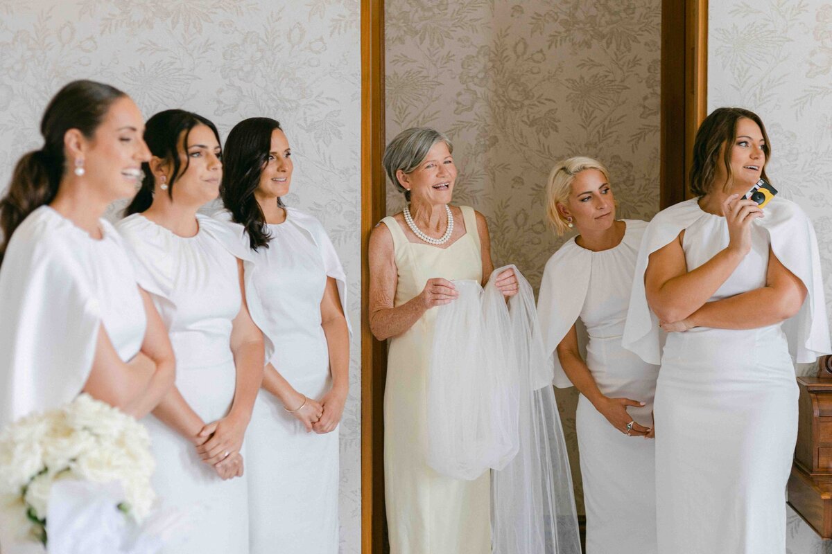 bridesmaids and wedding guests