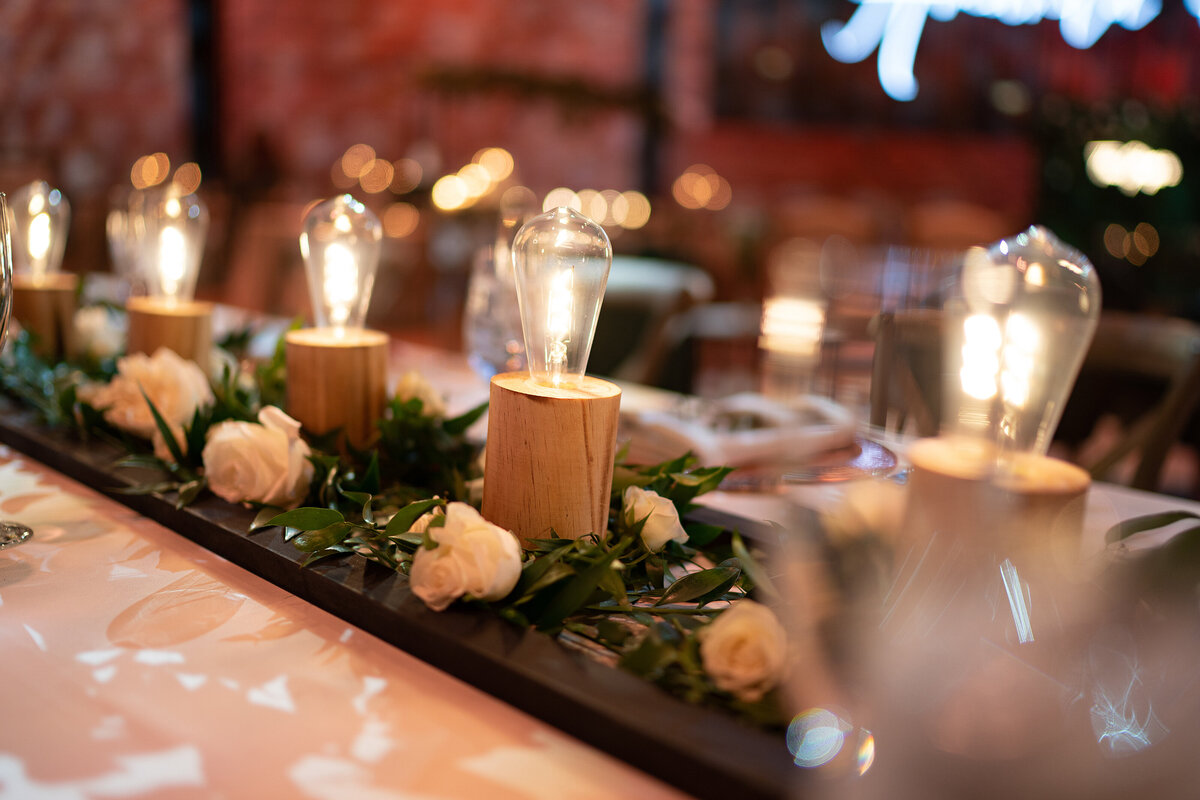37 - Armature Works The Gathering Wedding Reception Lightbulb Centerpiece - Tampa Bay Wedding Planner