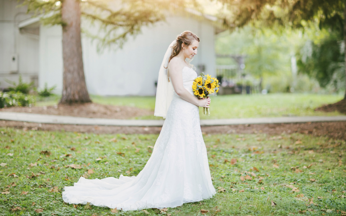 Bride standing alone