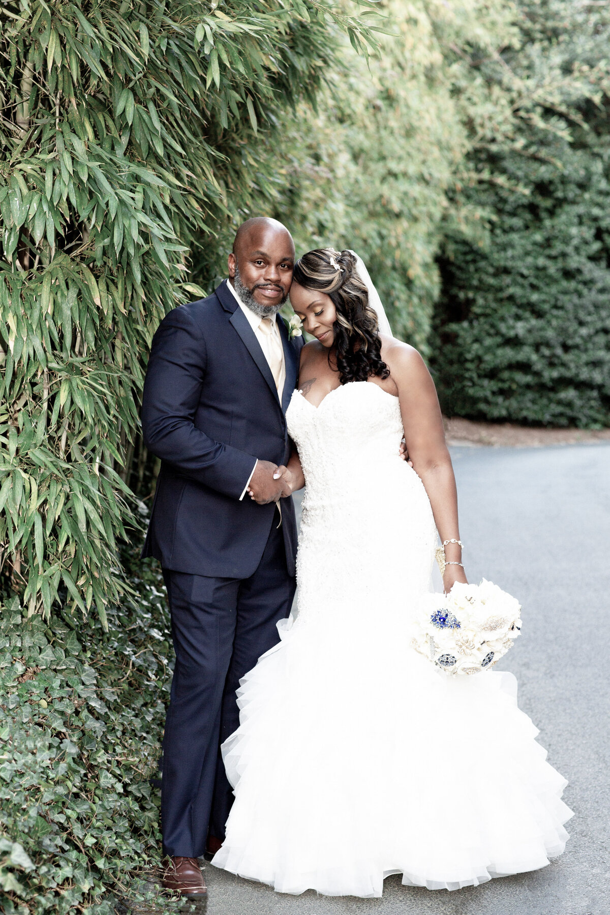 black-couple-romantic-wedding-portrait-atlanta-garden