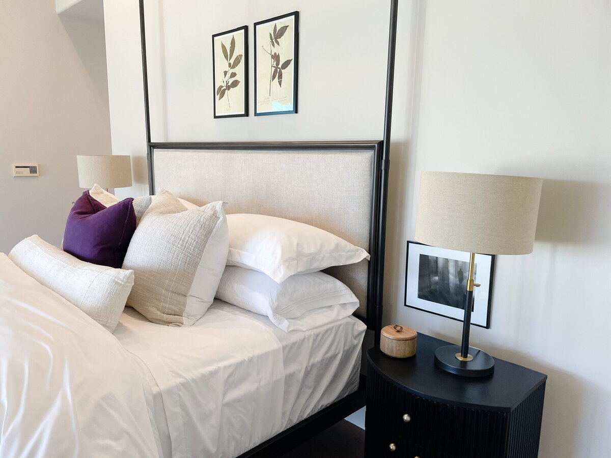 bed and bedside table