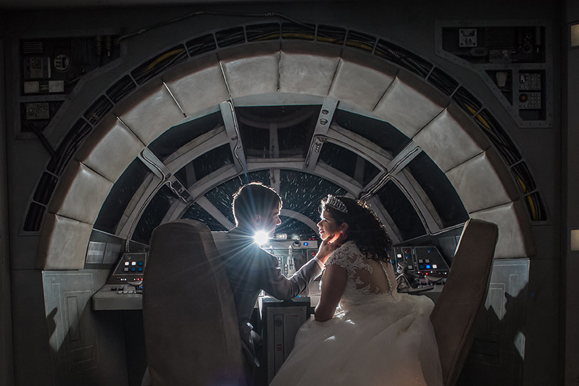 Wedding couple on Milenium Falcon on the Disney Dream