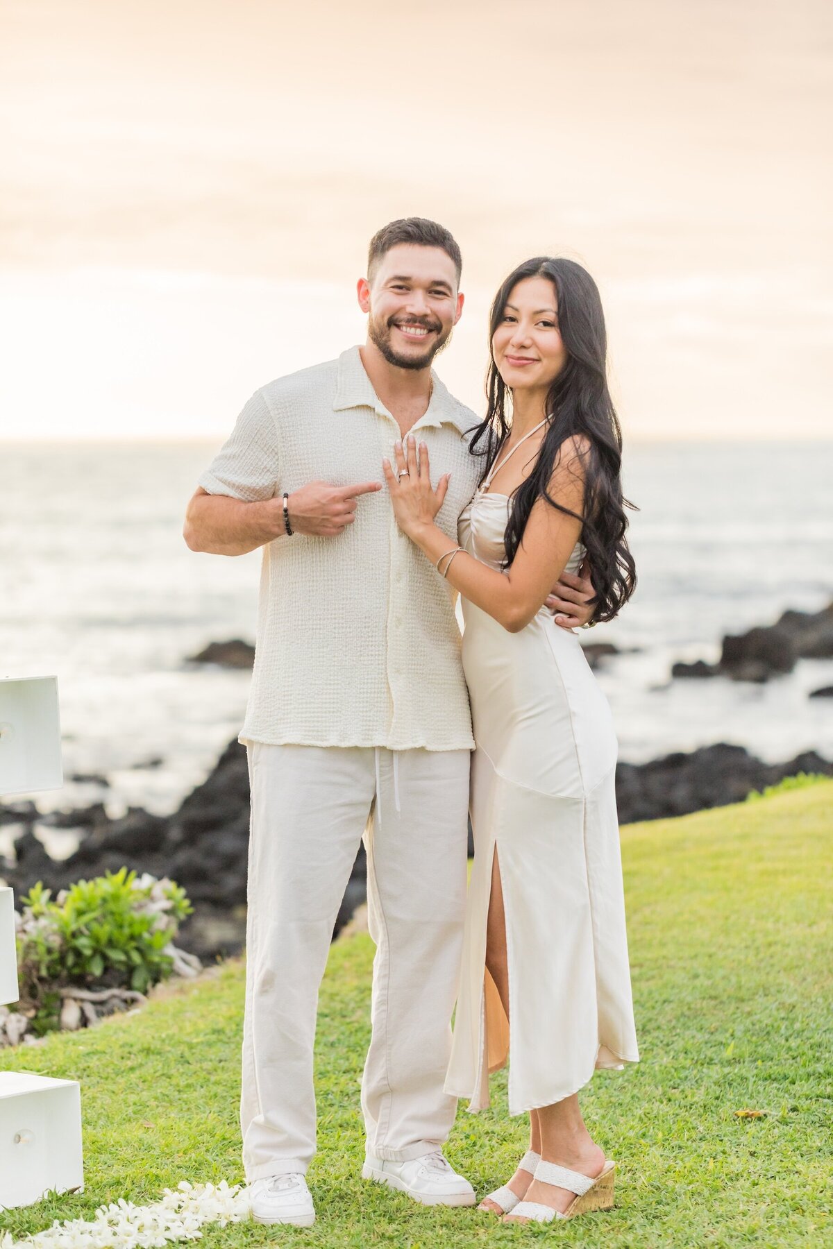 Romantic sunset proposal in Hawaii