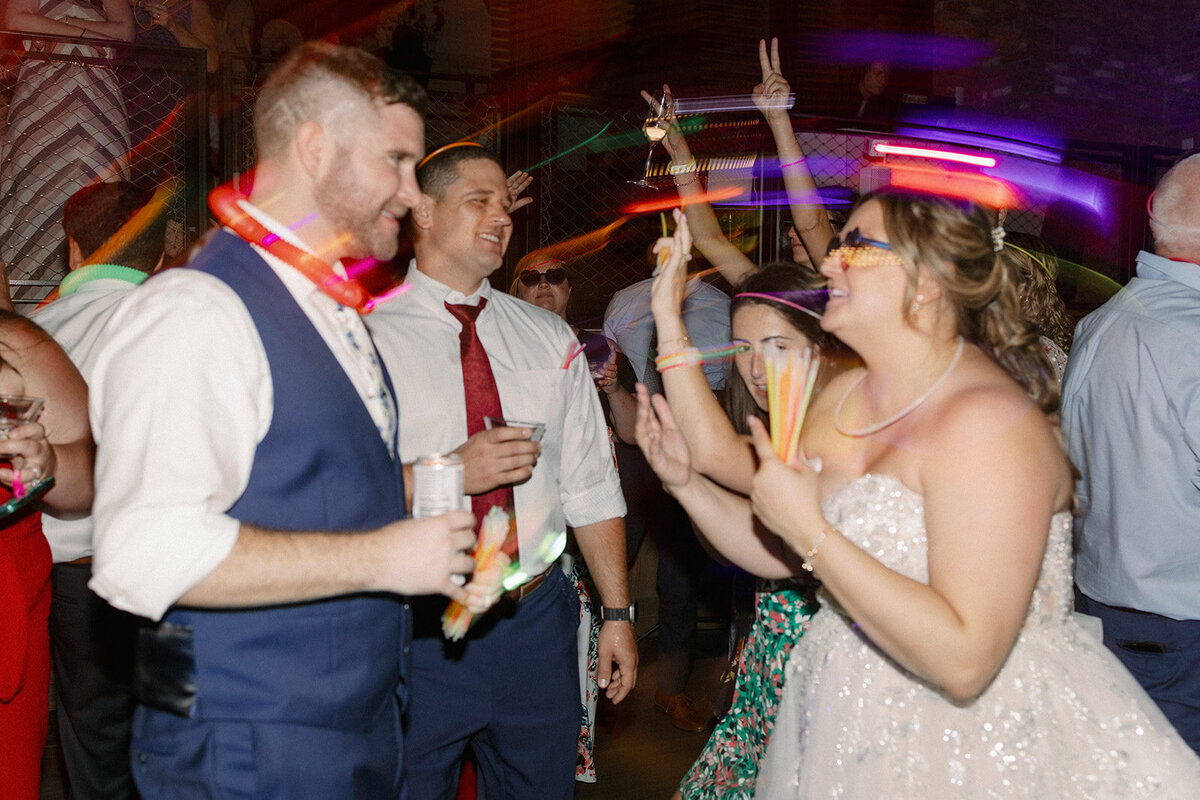 Bride and groom dance at their reception at the Rally Hotel.